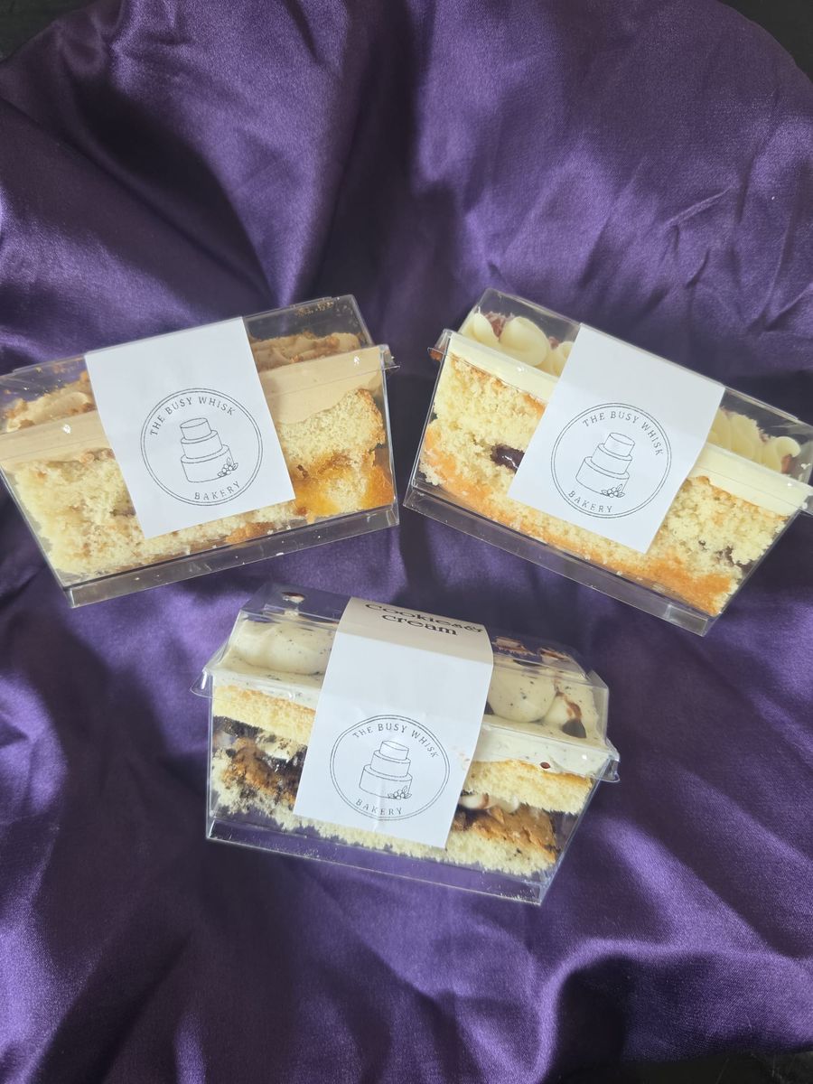 Busy Whisk sample pots in a branded sample box